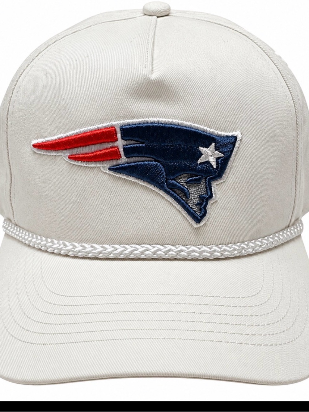 NFL White Hat with Navy & Red Patriots Logo